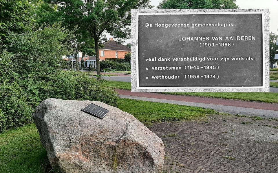 Jos van Aalderen kreeg een gedenktsteen aan de naar hem vernoemde laan.