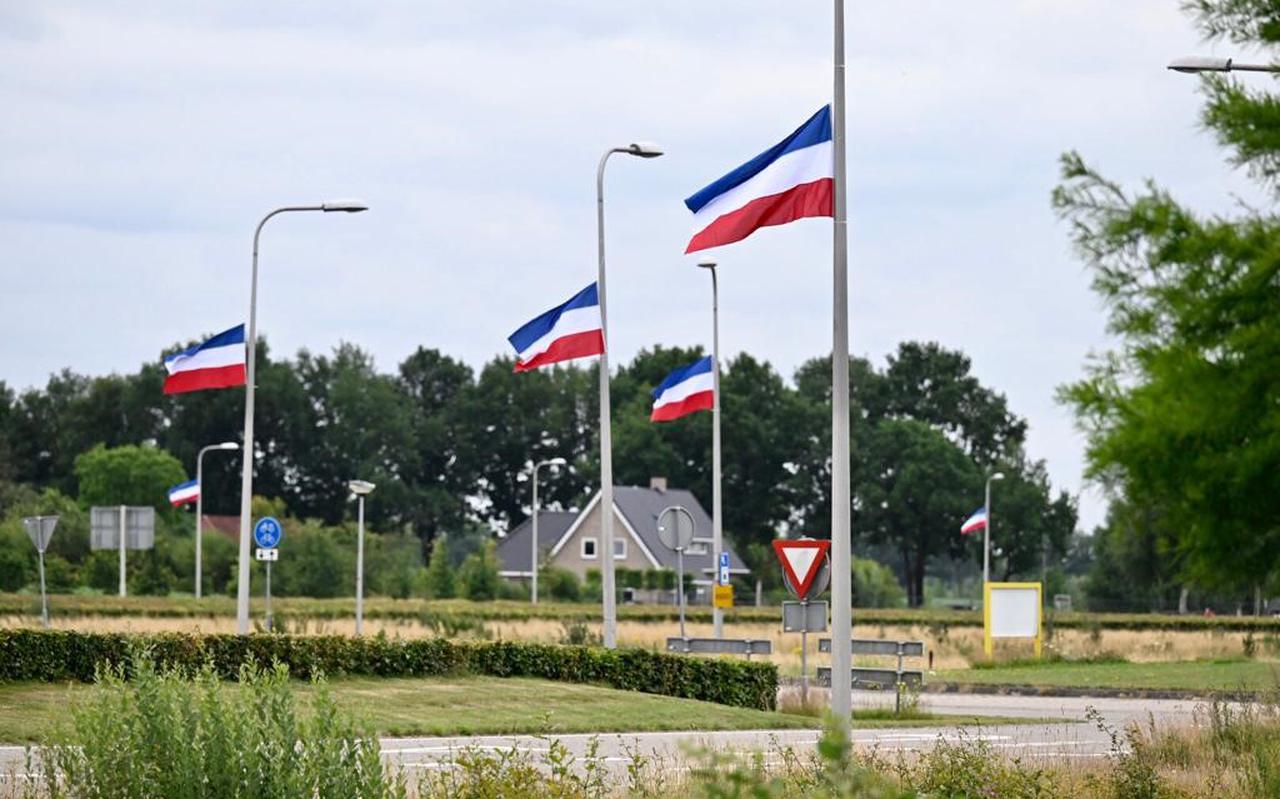 Het beeld van lantaarnpalen bij een rotonde tussen Hoogeveen en Hollandscheveld